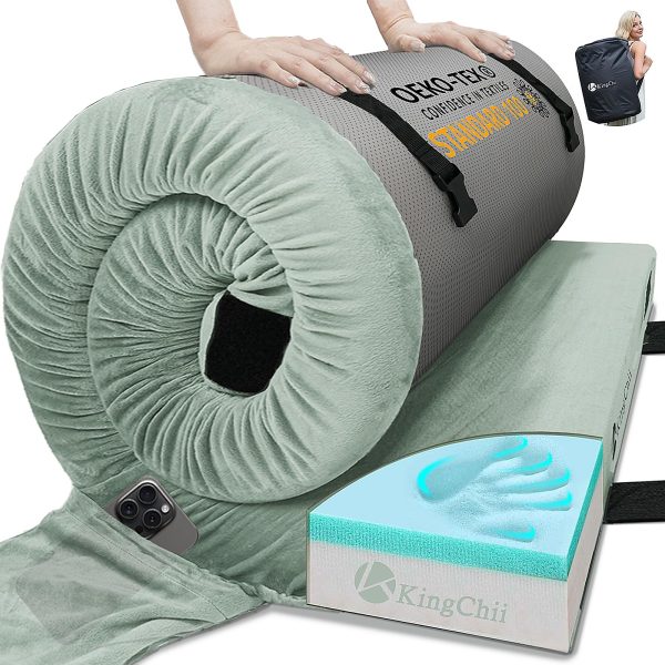 CertiPUR-US Memory Foam Camping Mattress, Portable Roll Up Travel Car Camping Mattress Sleeping Pad & Floor Mattress, Cot