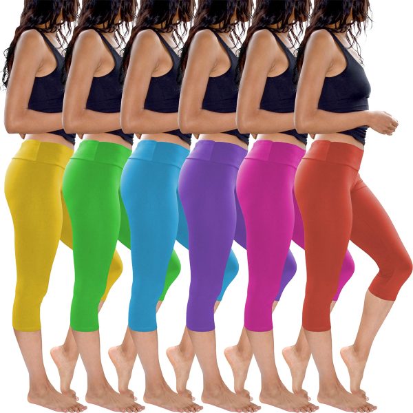 Womens' Capri Length Skinny Pant Leggings | Ultra Soft Active Stretch Pants | Multi Packs & Colors