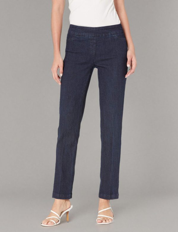 Women's Wide Band Pull-on Relaxed Leg Pant with Tummy Control