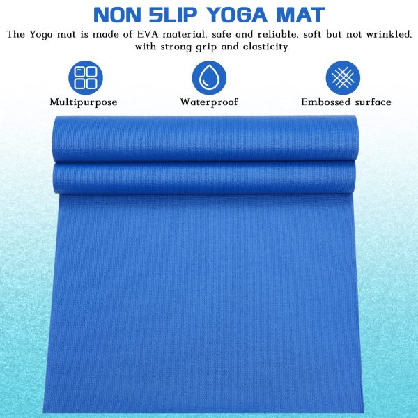 20 Pcs Yoga Mat Non Slip Exercise Workout Mat with Strap for Women Gym Fitness Home Supplies, 72 x 24 Inch