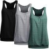 Racerback Tank Tops for Women Yoga Athletic Workout Tops Sleeveless Loose Fit Muscle Shirts Activewear 3 Pack