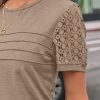 Women's Short Sleeve Shirts Dressy Lace Summer Tops 2025 Spring Trendy Casual T-Shirts Cute Work Outfits Blouses
