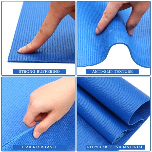 20 Pcs Yoga Mat Non Slip Exercise Workout Mat with Strap for Women Gym Fitness Home Supplies, 72 x 24 Inch
