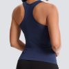 Women's Workout Tank Top with Built-in Bra, Slight V-Neck Racerback Sports Shirt, Breathable Athletic Camisole