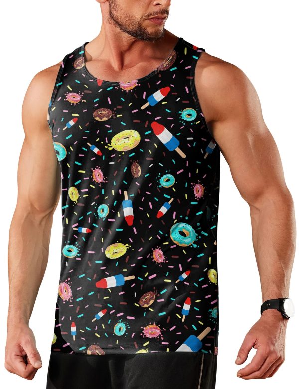 Men's Funny Tank Top Summer Beach Casual Fashion Print Tank Tops for Men Cool Gym Workout Athletic Sleeveless Shirts