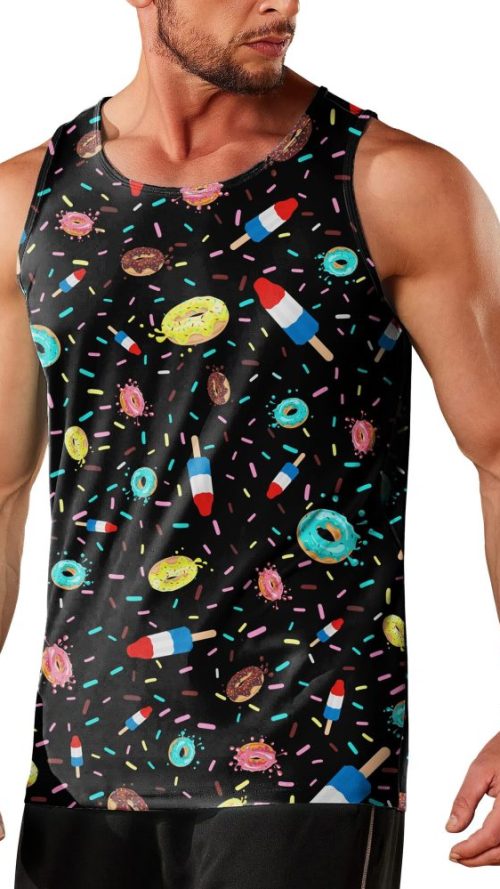 Men's Funny Tank Top Summer Beach Casual Fashion Print Tank Tops for Men Cool Gym Workout Athletic Sleeveless Shirts