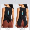Women's Pima Cotton Workout Tanks Tie Back Sleeveless Shirts Yoga Athletic Open Back Sport Gym Tops