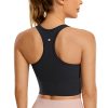 Butterluxe Womens Y-Back Racerback Longline Sports Bra - Padded Scoop Neck Workout Crop Tank Top with Built in Pads