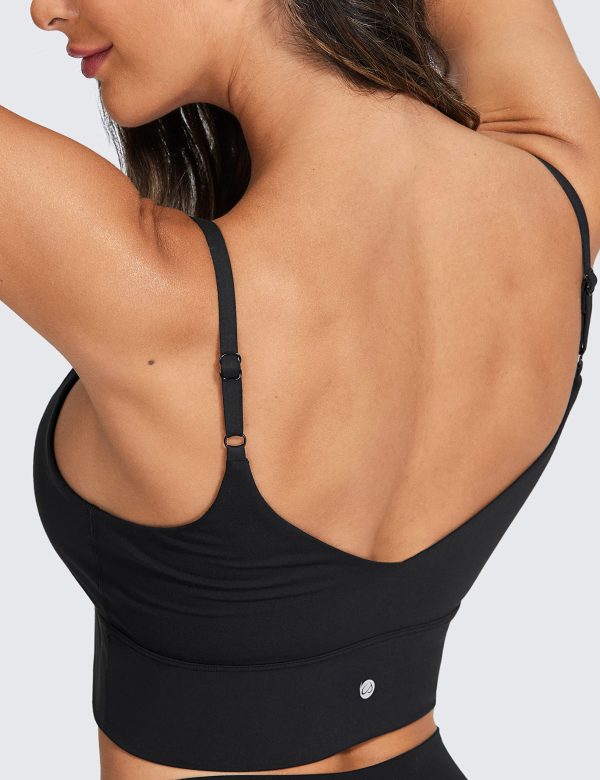 Adjustable Longline Sports Bra for Women - V Back Wireless Workout Padded Yoga Camisole Cropped Tank Tops