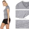 Workout Shirts Yoga Tops Activewear V-Neck T-Shirts for Women Running Fitness Sports Short Sleeve Tees
