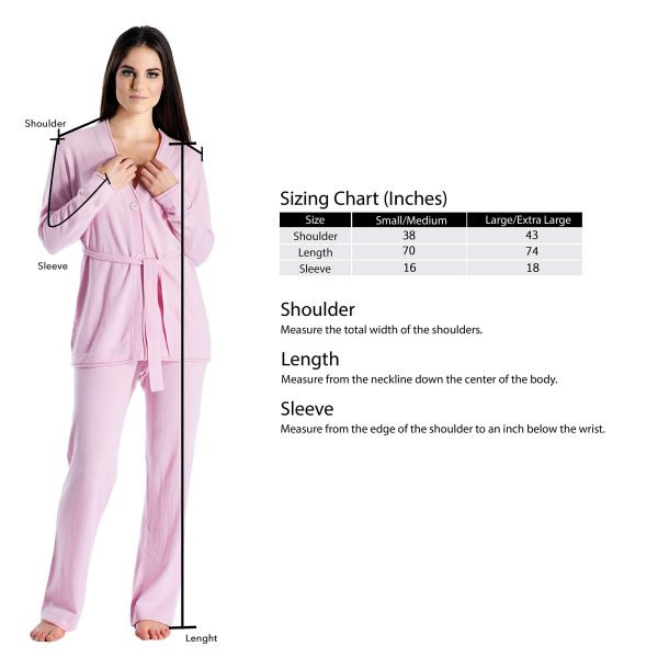 100% Pure Cashmere Lounge Pajamas Sets for Women - Long Sleeve, Classic Style, Lightweight, Soft and Warm