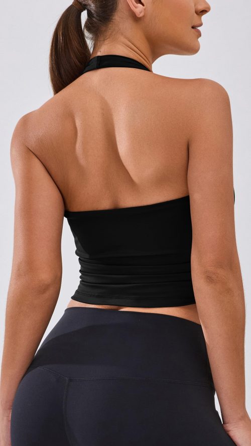 Womens Halter Built in Bra Workout Sports Tank Tops Summer Trendy Backless Going Out Clothing 2025