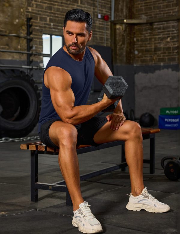 Men's Tank Top UPF 50+ Cotton Sleeveless Shirt Lightweight Casual Gym Workout Shirts Cooling Muscle Tee Shirt