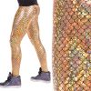 / Funstigators Festival Clothing: Holographic Gold Merman Meggings - Made in USA (Gold Mermaid, L)
