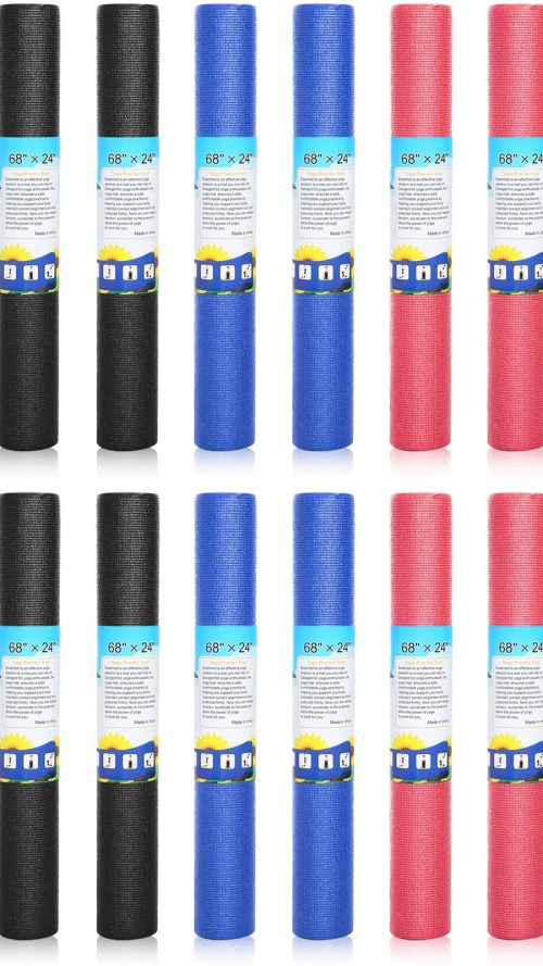 20 Pcs Yoga Mat Non Slip Exercise Workout Mat with Strap for Women Gym Fitness Home Supplies, 72 x 24 Inch