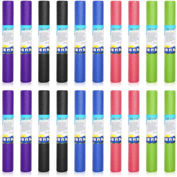 20 Pcs Yoga Mat Non Slip Exercise Workout Mat with Strap for Women Gym Fitness Home Supplies, 72 x 24 Inch