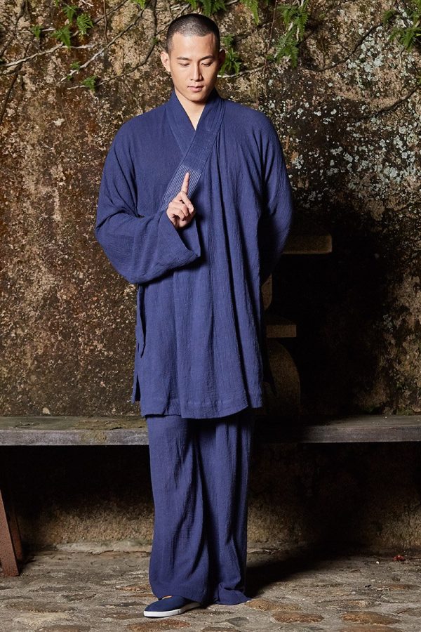 81m1Gg7hNvL.jpg Zen Clothing Sets Monk Buddhist Outfit Long Shirt Wide Leg Pants