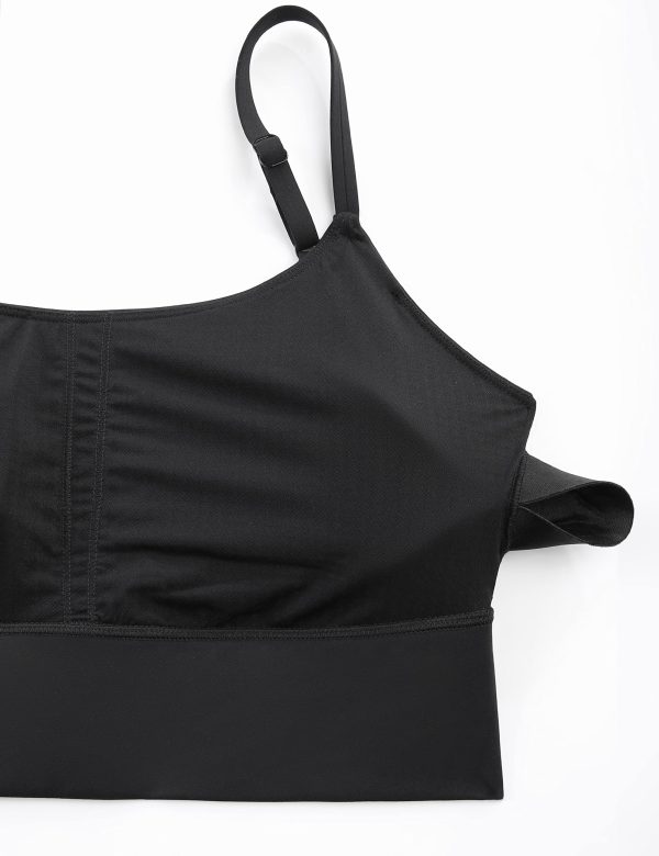 Adjustable Longline Sports Bra for Women - V Back Wireless Workout Padded Yoga Camisole Cropped Tank Tops