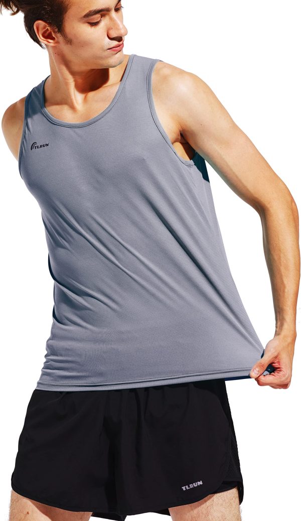 Men's Running Tank Top Ultra Lightweight Marathon Singlet Shirts Dry Fit Workout Sleeveless T-Shirt