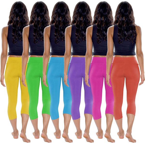 Womens' Capri Length Skinny Pant Leggings | Ultra Soft Active Stretch Pants | Multi Packs & Colors