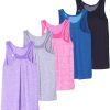 5 Pack: Women's Racerback Workout Tank Top Mesh Back Dry-Fit Sleeveless Running Gym (Available in Plus Size)