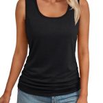 Womens Tank Tops 2025 Sleeveless Square Round Neck Ruched Spring Summer Tee Shirts Basic Outfits Trendy Clothes
