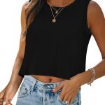 Crop Tops for Women Tank Summer Casual Sleeveless Loose Fit Basic Shirts